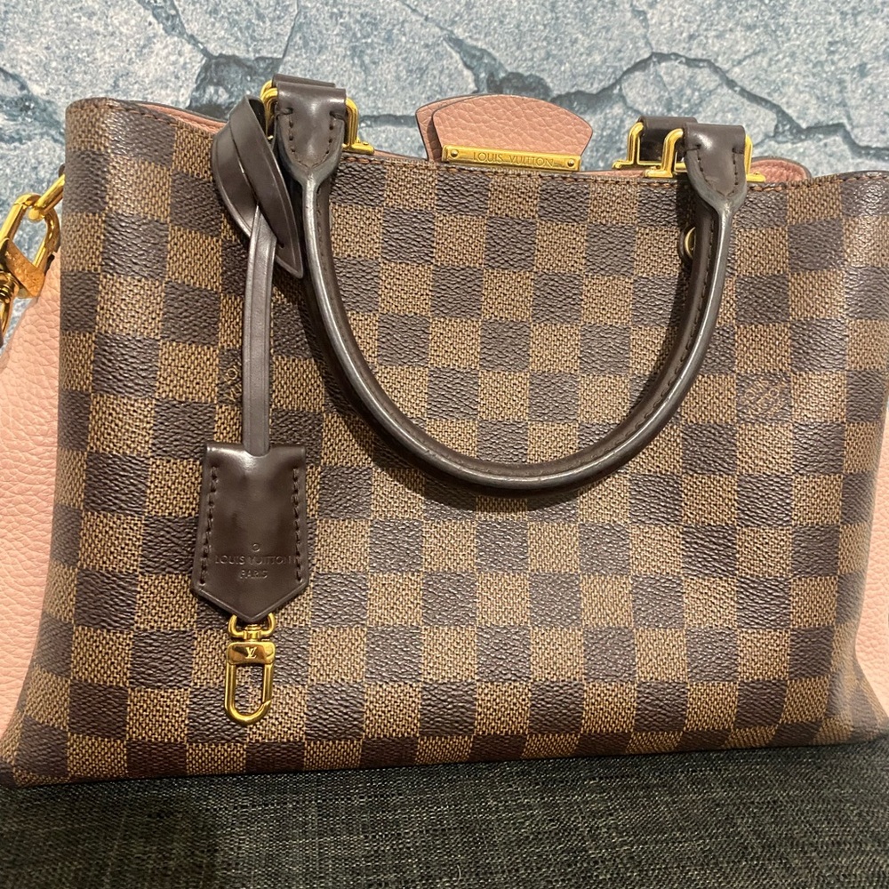 Louis Vuitton Damier Ebene and Pink Brittany Crossbody with Gold Accents
